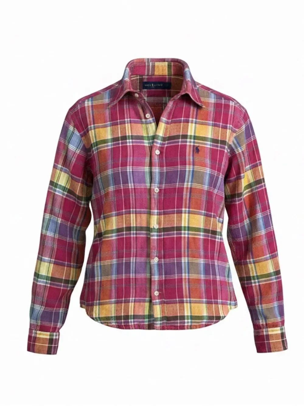Ralph Lauren Mens Plaid Button-Up Shirt in Red & Multicolor size L